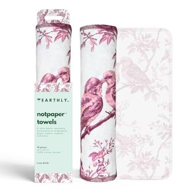 Imagem de Earthly Co. Toalhas de papel reutilizáveis - pacote com 10 - rolo de toalhas de papel de pano de algodão laváveis - guardanapos reutilizáveis sem papel lavável - absorvente + longa duração - zero