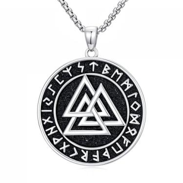 Imagem de IMZM Colar Viking masculino com pingente de lobo/árvore da vida/urso/valknut pirata navio valknut, joias nórdicas, presentes de Natal para marido, namorado, filho, avô, irmão, pai, Base, Sem Pedra
