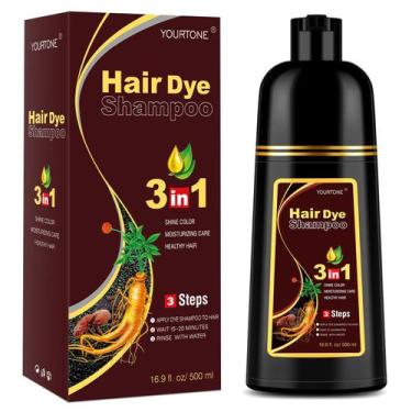 Imagem de Shampoo de tintura de cabelo YOURTONE Chestnut Brown 500 mL 3 em 1, co