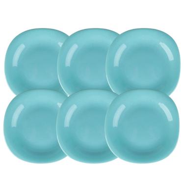 Imagem de Jogo Pratos Sobremesa 21,5Cm 6 Pçs Dama Vidro Opalino Ciano