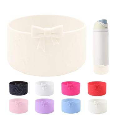 Imagem de Bota de silicone Bow para garrafa de água Owala 947 ml, capa protetora antiderrapante para garrafas de água de aço inoxidável FreeSip, Twist e Flip - Bege