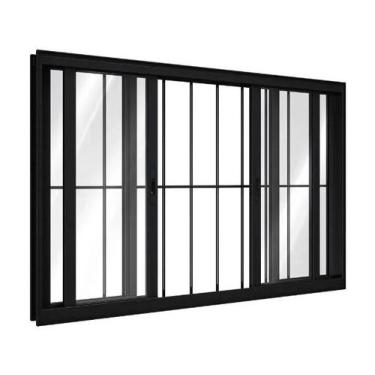 Imagem de Janela 4 Folhas Vidro com grade Alumínio Branco ou Preto Linha 25 Supr