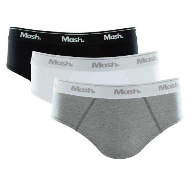 Imagem de Kit com 3 cueca slip msh 010.04 - MASH, Branco, Preto, P