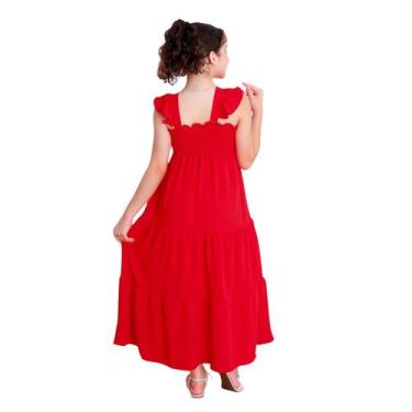 Imagem de Vestido longo três maria - Modas Leonardo, Vermelho, 10