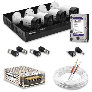Imagem de Kit 4 Câmeras De Segurança Intelbras Full Hd 1080p Com Dvr Mhdx 1204 1080p Com Hd 2tb Purple