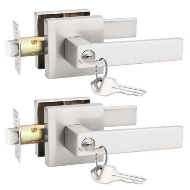 Imagem de Maçanetas de porta com fechadura frontal com fechadura e chave, pacote