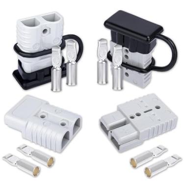 Imagem de Conector Anderson 4 peças, baterias de 175 Amp 12v Kit de plugue de conexão/desconexão rápida, conectores para cabos AWG 1/0, para carro, bicicleta, quadriciclo, guinchos elevadores de motores, cinza