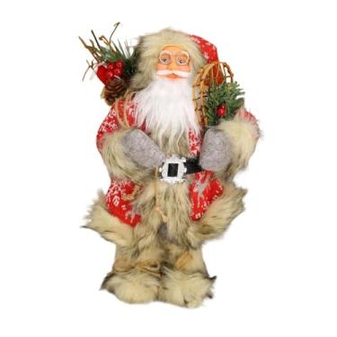 Imagem de Generic Enfeite de Natal Papai Noel de 40 cm, decoração natalina para mesa, estátua decorativa de Natal para lareira ou prateleira, Carregando Lenha