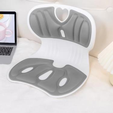 Imagem de Assento Ergonômico para Cadeira com Apoio Lombar e Alívio de Dor no Cóccix, Almofada Ortopédica para Postura Correta, Espuma Premium de Alta Densidade, Uso em Escritório, Casa ou Carro (Cinza)