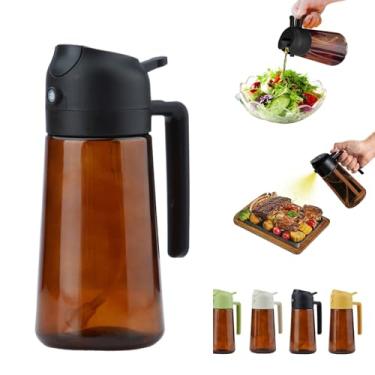 Imagem de WPWWPW Dispensador de óleo e pulverizador de óleo 2 em 1, dispensador de óleo de 470 ml para spray de cozinha, com bocal de névoa fina, adequado para cozinhar, fritadeira a ar, salada, grelhar (preto