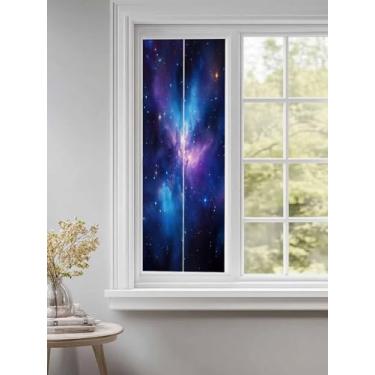 Imagem de Película de privacidade para janela, céu estrelado, película estática para janelas de vidro, adesivos de vidro decorativos removíveis para casa, banheiro, escritório, 45 cm x 99 cm, névoa céu azul