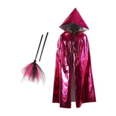 Imagem de UxicRuya Capa com Capuz de Halloween para Festas Temáticas de Baile de Máscaras, Feiticeiro Macio, Rosa Vermelha
