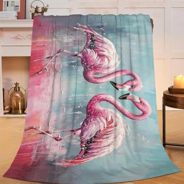 Imagem de Manta de flamingos rosa tropicais cobertores de lã super macio aconchegante leve flamingo amante presentes para meninos meninas adultos homens mulheres 101,6 cm x 127 cm