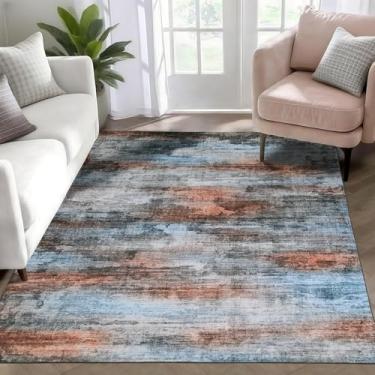 Imagem de WILLSUN Tapetes de área laváveis, tapetes antiderrapantes boho de 10 x 15 cm para sala de estar, quarto, tapete vintage lavável na máquina, tapete com estampa floral interna para decoração de casa