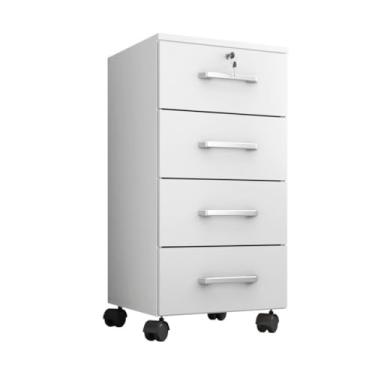 Imagem de Gaveteiro Escritório 4 Gavetas com Rodas - Organizador para Escritório Branco/Cinza/Preto 67x36x36cm(Branco)