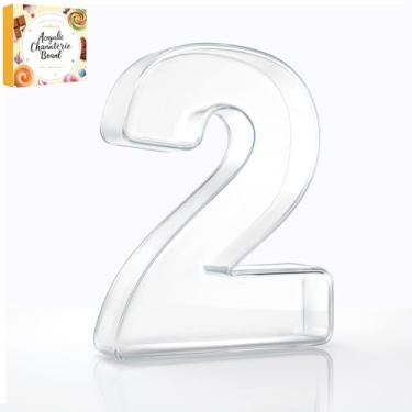 Imagem de Bandeja preenchível com letras de charcutaria acrílica de 25,4 cm, pratos de servir reutilizáveis em formato de número do alfabeto para tábua de charcutaria, frutas, doces, bolos, decoração de festa