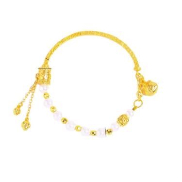 Imagem de Pulseira de pérola banhada a ouro para mulheres, estilo tibetano Prayer W