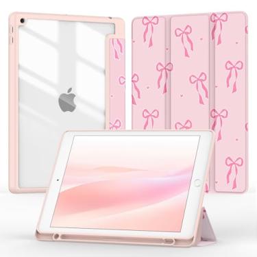 Imagem de Jarviwiin Capa para iPad 9ª/8ª/7ª geração de 10,2 polegadas (2021/2020/2019), capa inteligente com dobra tripla para despertar/hibernar automática com traseira transparente/suporte para lápis para