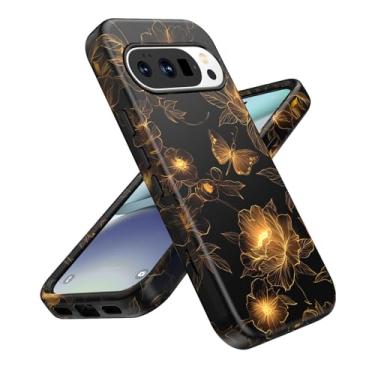 Imagem de ACKETBOX Capa para celular Google Pixel 10 Pro XL, capa protetora de 3 camadas à prova de choque, híbrida resistente projetada para antiqueda, borboleta preta antiarranhões
