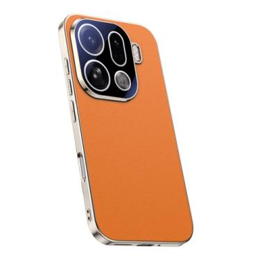 Imagem de FWYANZH Laranja, X9, capa de couro para Oppo Find X9/X9pro, capa galvanizada com proteção total da câmera, fina, luxuosa, à prova de choque