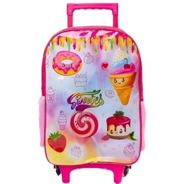 Imagem de Mochila de Rodinhas Infantil Rosa Sweeties – Alça Ajustável, Leve e Espaçosa para Escola