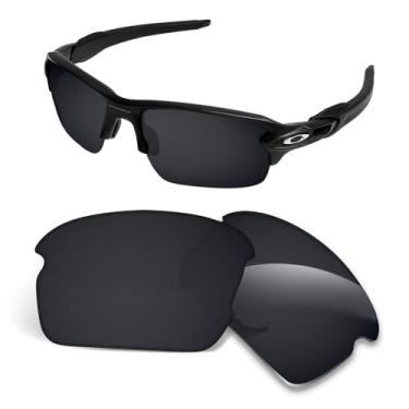 Imagem de Lentes de substituição de 1,5 mm compatíveis com óculos de sol Oakley Kids Flak XS OJ9005 juvenil, antiarranhões e resistentes a impactos - preto escuro polarizado