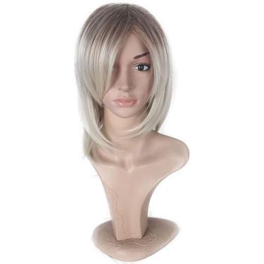 Imagem de Peruca Cosplay Curta Loira Sintética Resistente ao Calor 48cm - yiweis