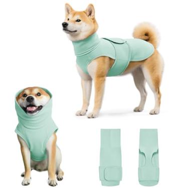 Imagem de Colete calmante para cães com gola rolê ajustável para fogos de artifício, separação, visitas ao veterinário, moletom com capuz para cães grandes e médios