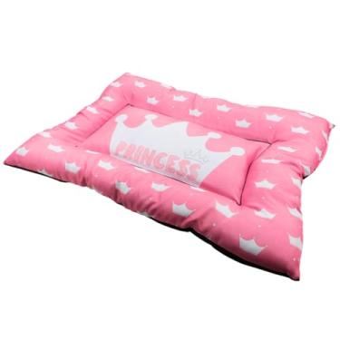 Imagem de Cama Pet Luxo, Almofada para Cães e Gatos, Poliéster com Estampas de Corações, 50x70 cm, Lavável na Máquina, Enchimento em Fibra Siliconada, Rosa (Rosa Pink)