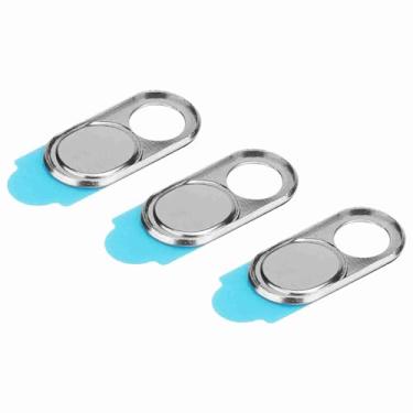 Imagem de Luqeeg Tampa de Lente de Metal para Webcam - Adesivo de Proteção de Privacidade de Câmera Fina para Tablets de Smartphone, Laptop - 3 Unidades (Prata)