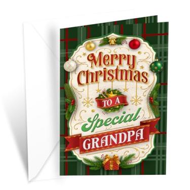 Imagem de Prime Greetings Cartão de Natal do avô, feito nos EUA, cartolina grossa com envelope premium embalado em um envelope de apresentação reutilizável, ecológico, 12,7 cm x 19,7 cm