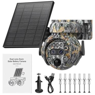 Imagem de Câmera solar de trilha HD de 6 MP, vigilância externa WiFi, zoom 12x, visão panorâmica de 360°, sensor de movimento pir, visão noturna, à prova d'água