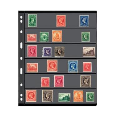 Imagem de 10 páginas de refil de álbum de carimbos, 9 folhas de dupla face de bolso, inserções de fichário de moedas de fundo preto