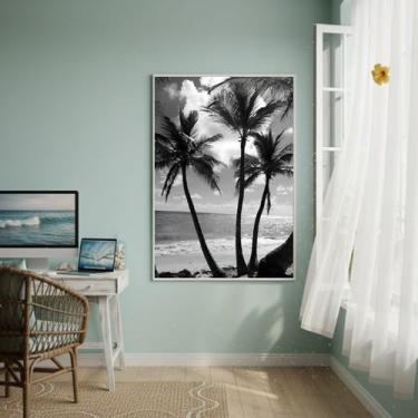Imagem de Quadro Decorativo Palmeiras P&B-70x50cm Cor:Moldura Preta - Quadros On