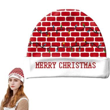 Imagem de Chapéus de gorro de Natal de inverno, gorro de Natal feminino masculino - Gorro de inverno feminino masculino de malha | Floco de neve Papai Noel interior exterior macio chapéus quentes para acampar,