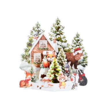 Imagem de Cartões de Natal pop-up 3D, design requintado e exclusivo esculpido em papel 3D, cartões de Natal e inverno, artesanato requintado, durável e colorido, com envelopes e cartões em branco, adequado para