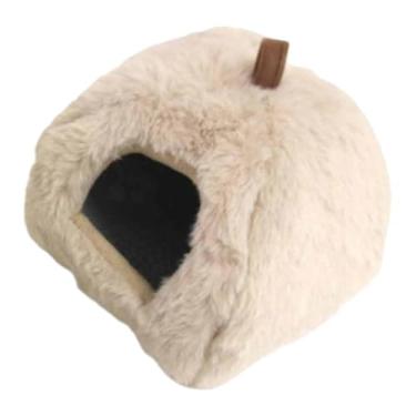 Imagem de Generic Cama quente para hamster, casinha, esconderijo, rede suspensa, para descanso de chinchila e camundongos, Bege