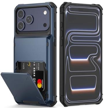 Imagem de Nvollnoe Capa compatível com iPhone 17 Pro Max com suporte para cartão [loja 5 cartões] Capa carteira resistente à prova de choque de camada dupla com compartimento para cartão oculto grande capa de