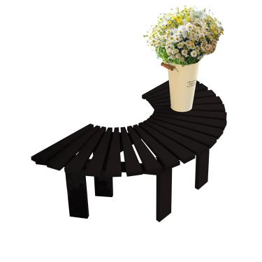 Imagem de Banco de jardim semicircular de madeira, envoltório de banco de árvore, banco ao ar livre, banco de pátio para parque, quintal, pátio, deck gramado (preto)