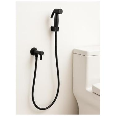 Imagem de Ducha Higiênica Domma Luxo Metal Aço Inoxidável + Abs Completa ¼ Volta Preto Fosco