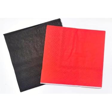 Imagem de Whaline Guardanapos de papel de coquetel vermelhos e pretos 50 guardanapos descartáveis de Natal e ano novo para casamento, aniversário, chá de bebê, suprimentos de festa