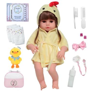 Imagem de Boneca Reborn Menina Valentina Saída de Banho Kit Completo