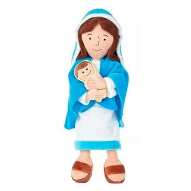 Imagem de Pelúcia Maria com Bebê – 28cm | Pelúcia Religiosa Católica | Brinquedo de Pelúcia Macio | Natal, Batizado e Catequese | Decoração Infantil
