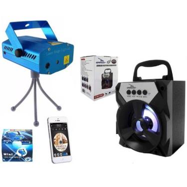 Imagem de Kit Projetor Holográfico Luz + Caixa Som Rádio Fm Bluetooth - Leffa Sh