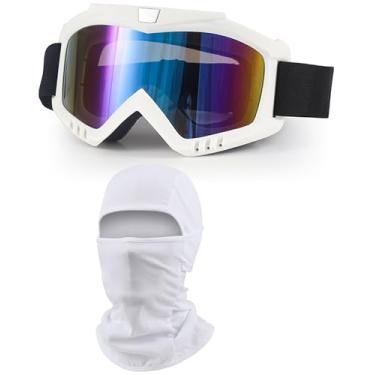 Imagem de immoono Óculos de corrida Dirt Bike com balaclava, motocicleta, quadriciclo, esqui, motocross, à prova de vento, à prova de poeira, óculos de corrida para mulheres e homens, lentes coloridas com