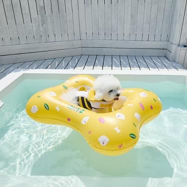 Imagem de WINIZ Boia para cães – Jangadas infláveis amarelas fofas para cães e filhotes pequenos e médios – Suprimentos essenciais para animais de estimação no verão, ao ar livre, água, piscina, lago e rio