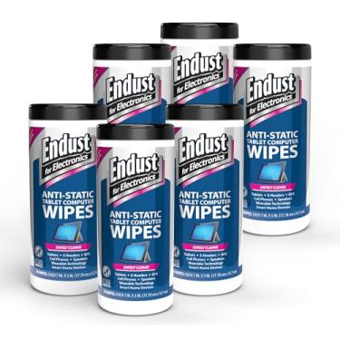 Imagem de Endust Para eletrônicos, pacote com 6 lenços de limpeza de tela, lenços de limpeza de superfície eletrônicos, para tablet, e-reader, monitores, laptop, telefone, TV, GPS, pré-umedecido, sem álcool e