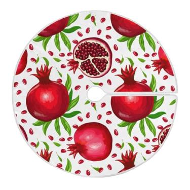 Imagem de ATTX Saia de árvore de Natal de romã vermelha 128 cm, decoração festiva para festas de Natal e Ano Novo #338