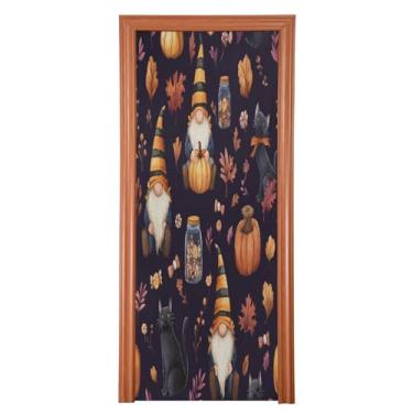 Imagem de Blueangle Capa para porta de potes de doces de gnomos elásticos fofos - Faixa de porta frontal de tecido elástico para Halloween, decoração de festa ao ar livre em casa (623)