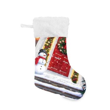 Imagem de GakkiGii Meia grande de Natal para varanda de Natal, decoração de Natal suspensa para parede de árvore de lareira, 45 x 31 cm